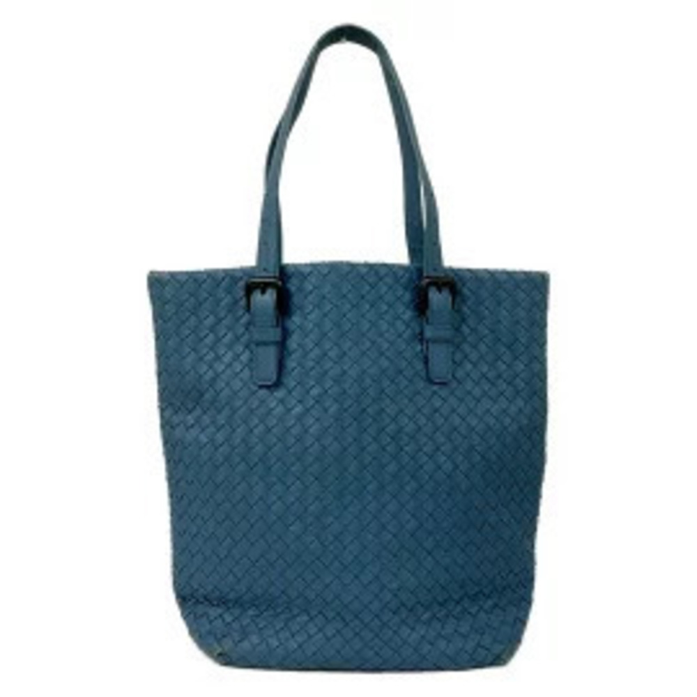 Bottega Veneta Intrecciato Tote Bag Blue Leather - Picture 2 of 5